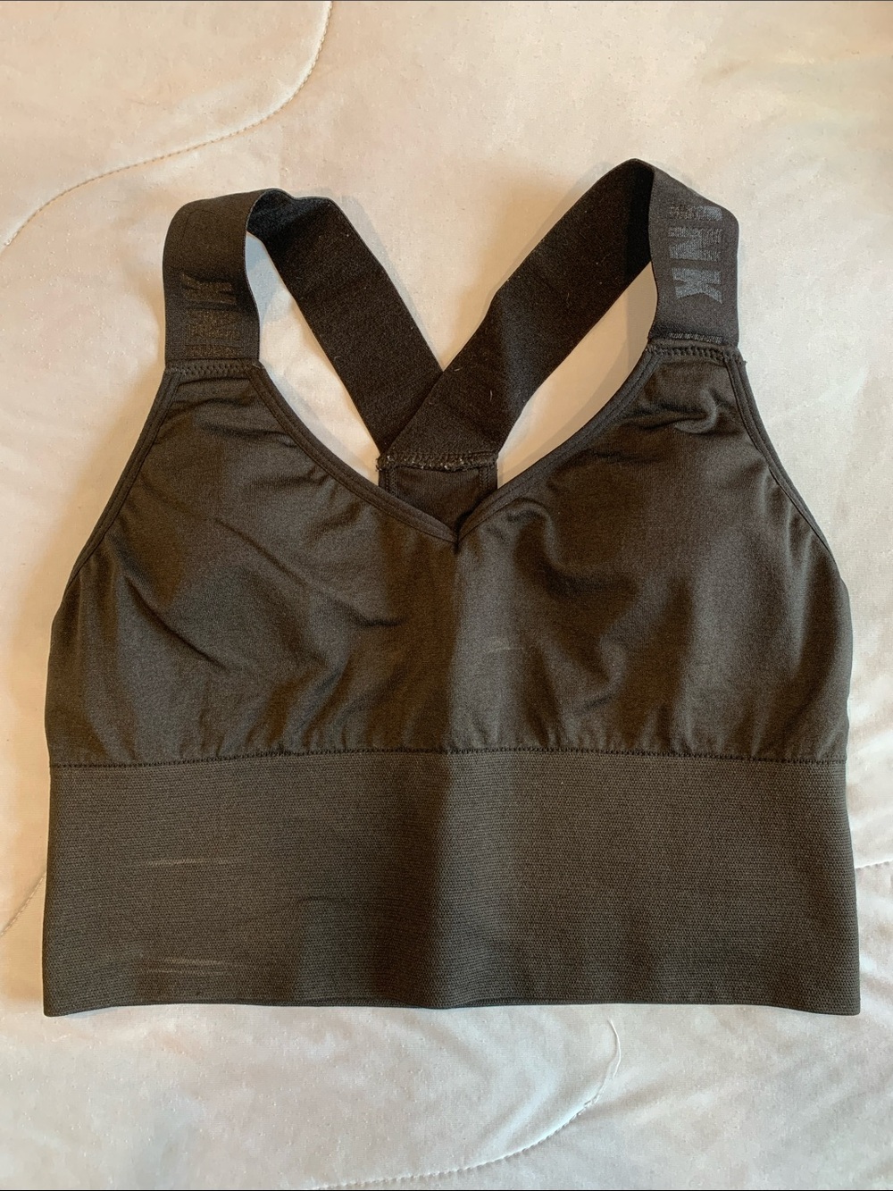 PINK Victoria's Secret Black Seamless Racerback Sports Bra